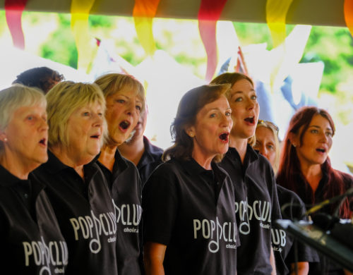 Choir on stage with lights
