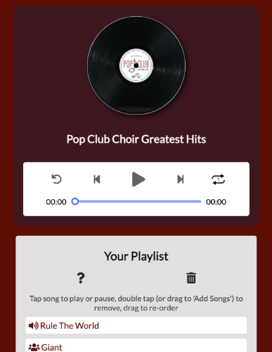 Calendar with choir events